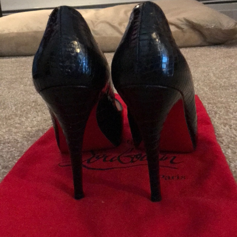 Christian Louboutin Black Peep Toe Stilettos